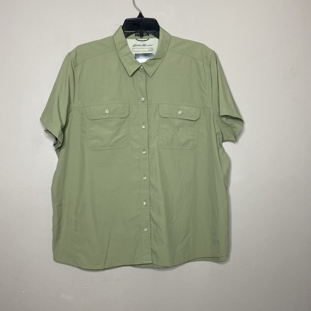 Eddie‎ Bauer Women's Size XL Mountain Ripstop Shirt UPF 50+ Hiking Green